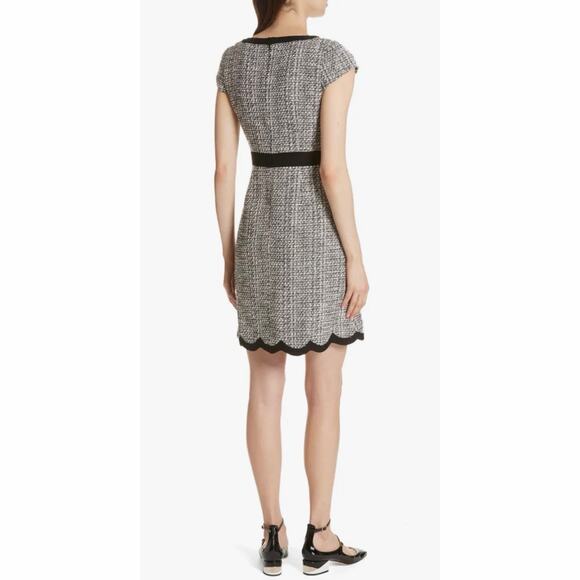 Kate Spade New York Scalloped Tweed Black White Boucle Mini Dress - Picture 2 of 7